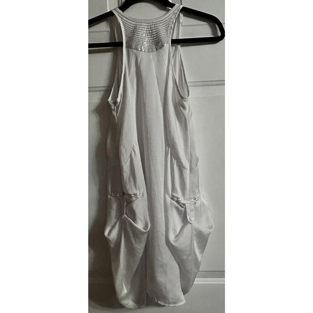 Diesel Womens White Lined Tank Top Shirt Tunic Sequins Unique Pockets Size S